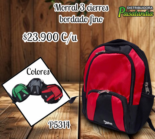 Morral 3 cierres bordado fino