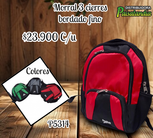 Morral 3 cierres bordado fino (UND)