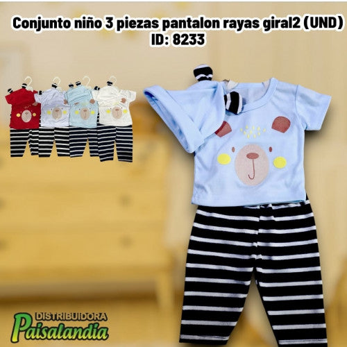 Conjunto niño 3 piezas pantalon rayas giral2 (UND)