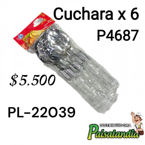 Cuchara mango cristal x6 en bolsa PL-22039 (UND)