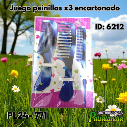Juego peinillas x3 encartonado PL24-771 20x10 cm (UND)