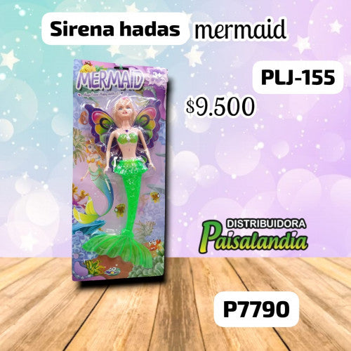 Muñeca sirena hadas colores surtidos encartonada PLJ-155 (UND)