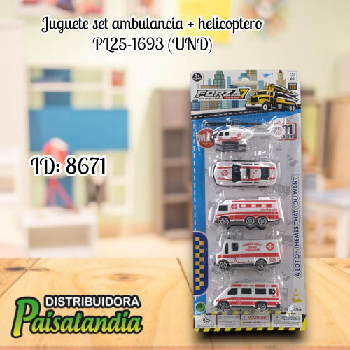 Juguete set ambulancia + helicoptero PL25-1693 (UND)