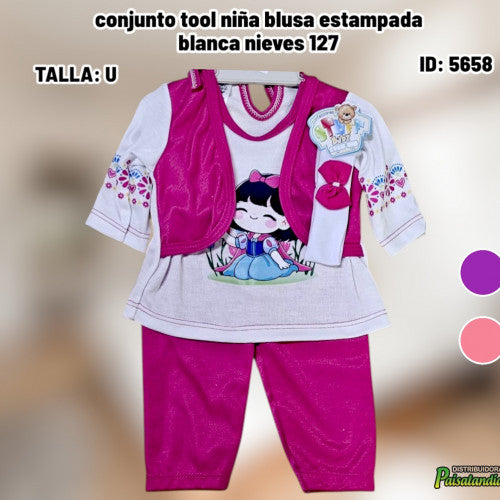 Conjunto tool niña blusa estampada blanca nieves 127 (UND)