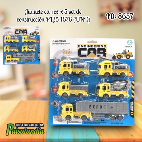 Juguete carros x 5 set de construcción PL25-1676 (UND)