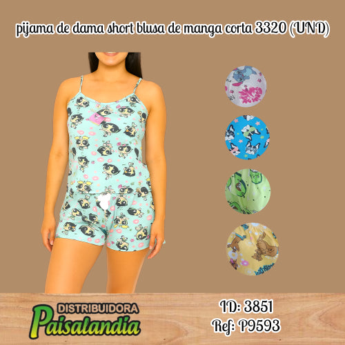 pijama de dama short blusa de manga corta 3320 (UND)