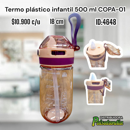 Termo plástico infantil 500 ml COPA-01 (UND)