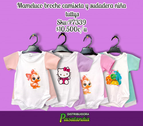 Mameluco broche camiseta y sudadera niña tuttys