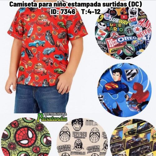 Camiseta para niño estampada surtidas (DC)
