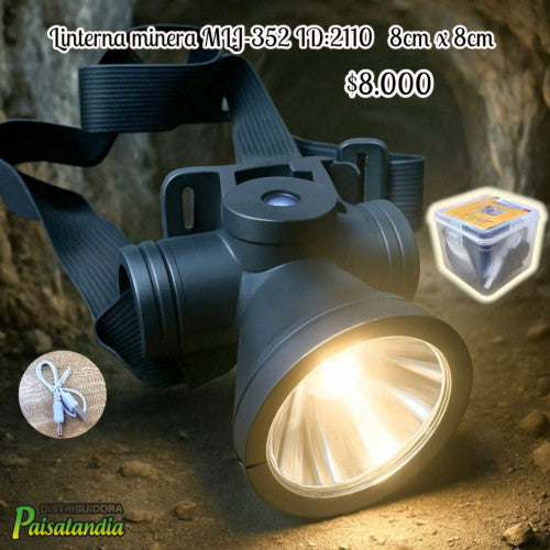 Linterna minera 8x8 cm con empaque MLJ-352 (UND)
