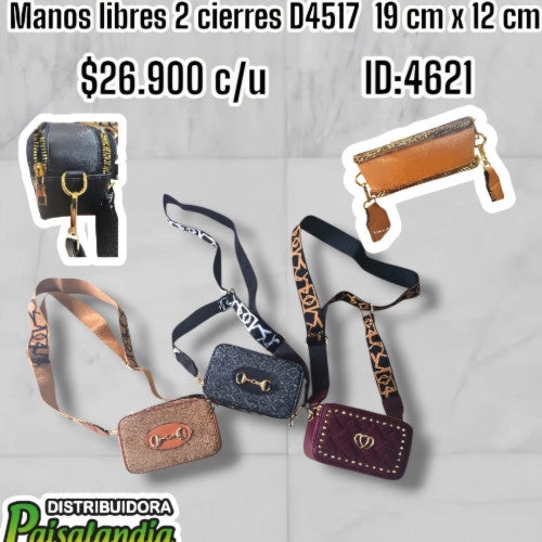 Bolso manos libres 2 cierres dama D4517 (UND)