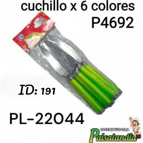 Cuchillo x6 colores PL-22044 (UND)