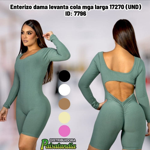 Enterizo dama levanta cola mga larga 17270 (UND)