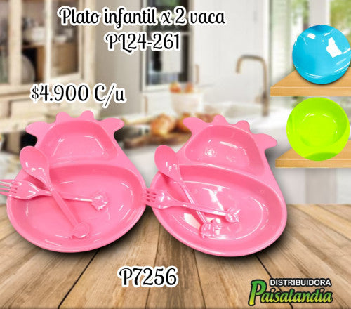 Plato infantil x 2 vaca PL24-261