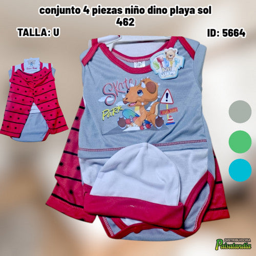 conjunto 4 piezas niño dino playa sol 462 (UND)
