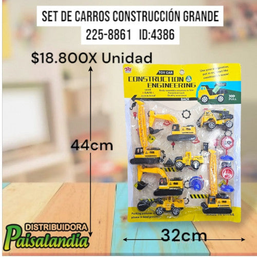 Juguete set de carros construcción grande 44x32 cm 225-8861 (UND)