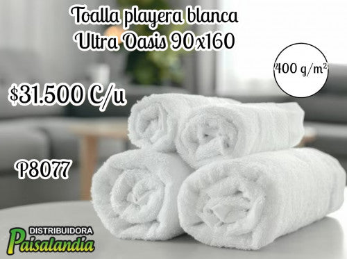 Toalla playera blanca Ultra Oasis 90x160