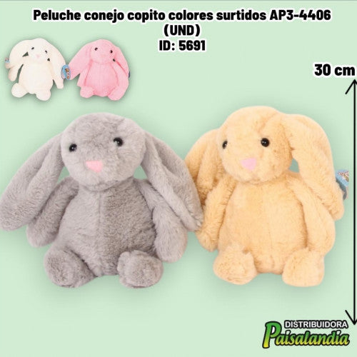 Peluche conejo copito colores surtidos AP3-4406 (UND)