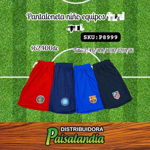 Pantaloneta niño equipos (carol sport) (DC)