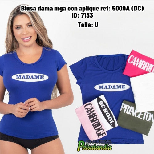 Blusa dama mga con aplique ref: 5009A (DC)