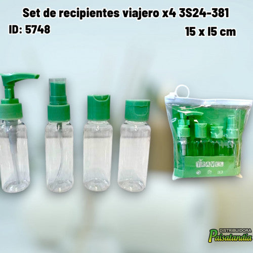 Set de recipientes viajero x4 3S24-381 (UND)