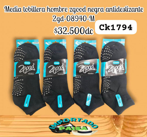 Media tobillera hombre Zgood negra antideslizante 2GD-08940-M