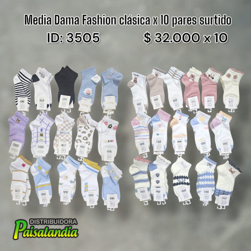 Media dama Fashion classic x10 pares surtido