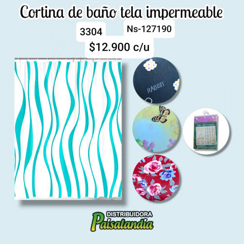 Cortina de baño tela impermeable estampada NS-127190 (UND)