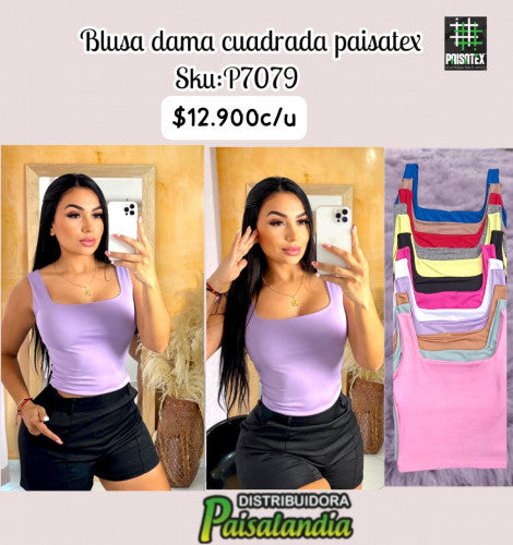 Blusa dama cuadrada paisatex