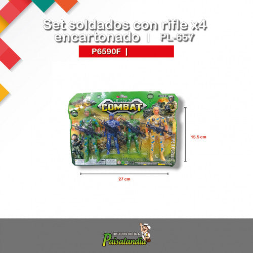 Set soldados con rifle x4 encartonado PL-657