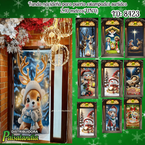 Funda navideña para puerta estampados surtidos (UND)