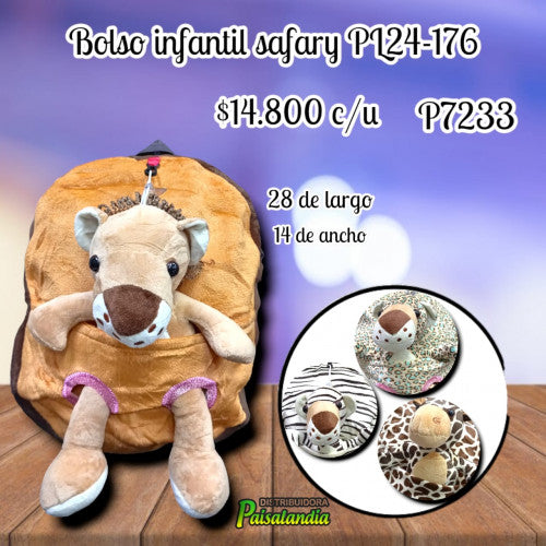 Bolso infantil Safari estilos animales surtidos PL24-176 (UND)