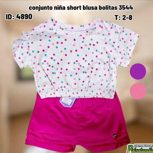 Conjunto niña short blusa bolitas 3544 (UND)