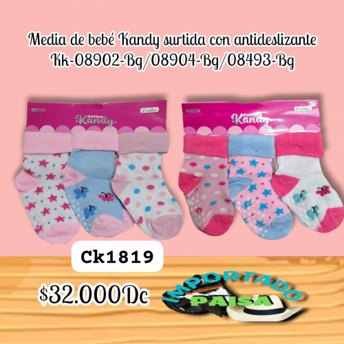 Media bebe Kandy surtida con antideslizante KK-08902-BG/08904-BG