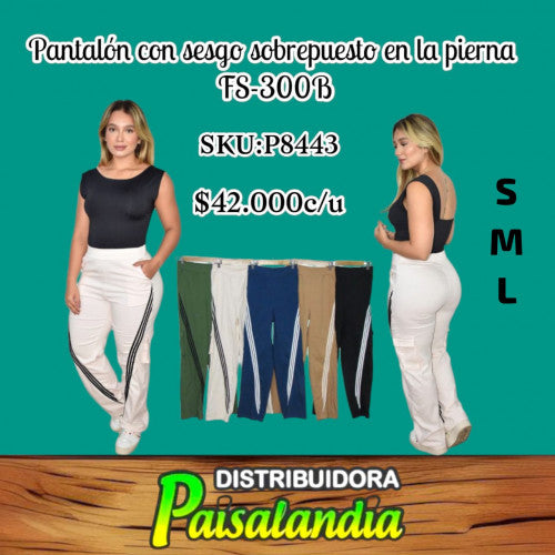 Pantalon con sesgo sobrepuesto en la pierna FS-300B