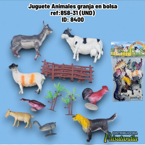 Juguete Animales granja en bolsa ref:858-31 (UND)