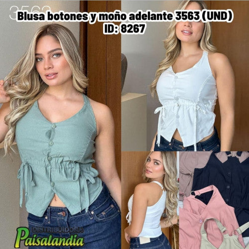 Blusa botones y moño adelante 3563 (UND)