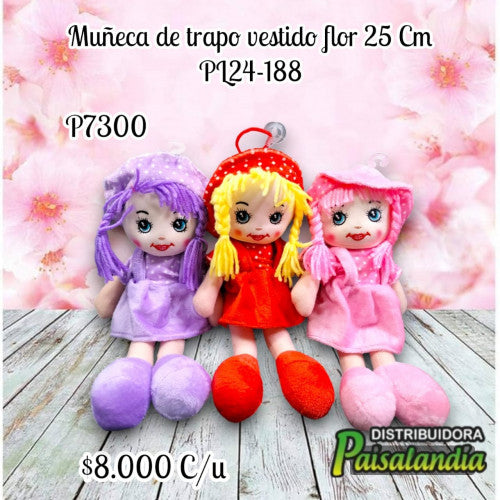 Muñeca de trapo vestido flor 25 Cm PL24-188