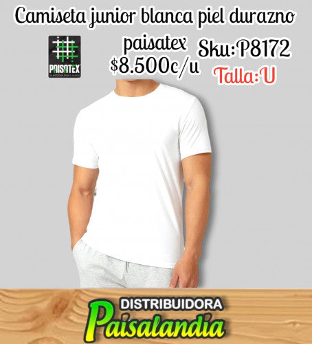 Camiseta junnior blanca piel durazno paisatex (UND)