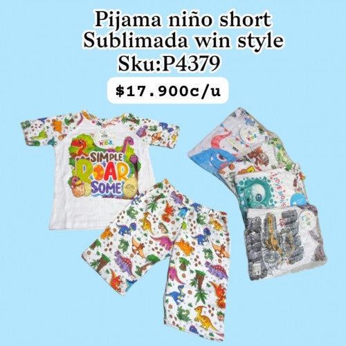 Pijama de niño short sublimado win style kids (UND)