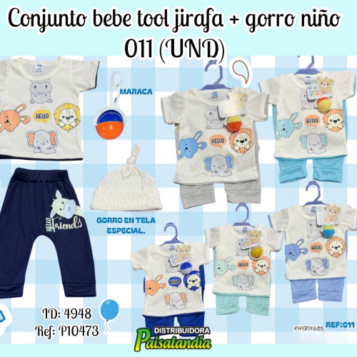 Conjunto bebe tool jirafa + gorro niño 011 (UND)
