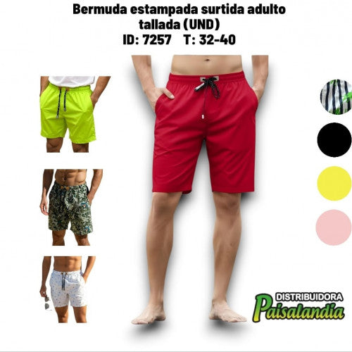 Bermuda estampada surtida adulto tallada (UND)
