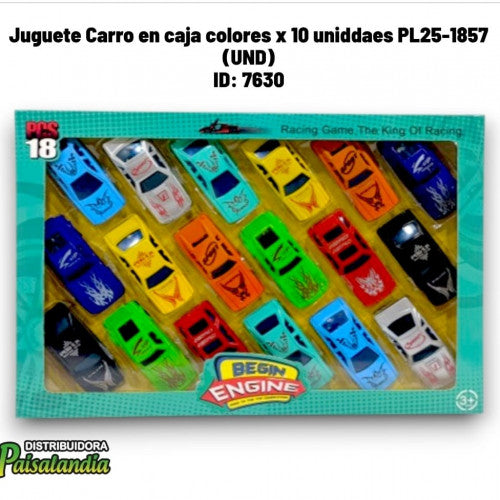 Juguete Carro en caja colores x 10 uniddaes PL25-1857 (UND)