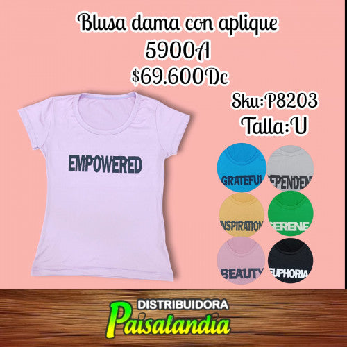 Blusa dama con aplique 5900A