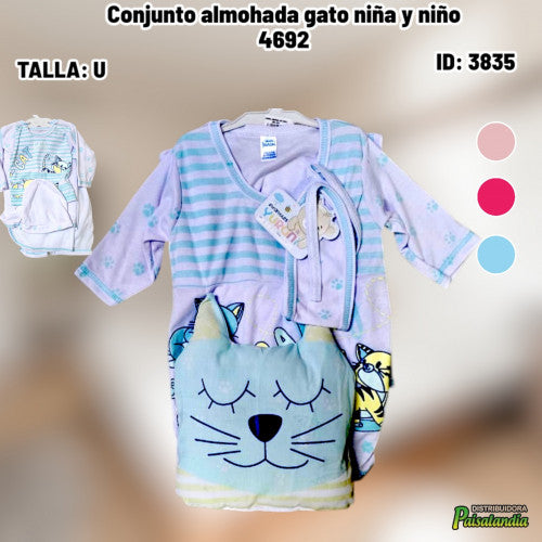 Conjunto almohada gato niña y niño 4692 (UND)