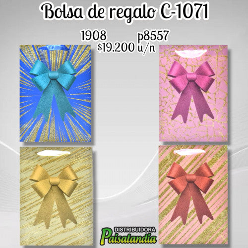 Bolsa de regalo con moño colores surtidos C-1071 (DC)