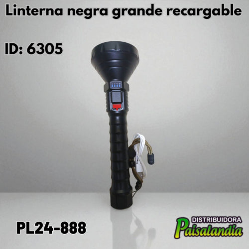 Linterna negra grande recargable PL24-888 (UND)