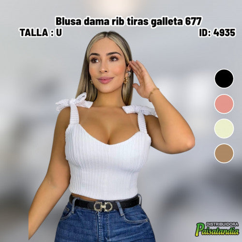 Blusa dama rib tiras galleta 677 (UND)