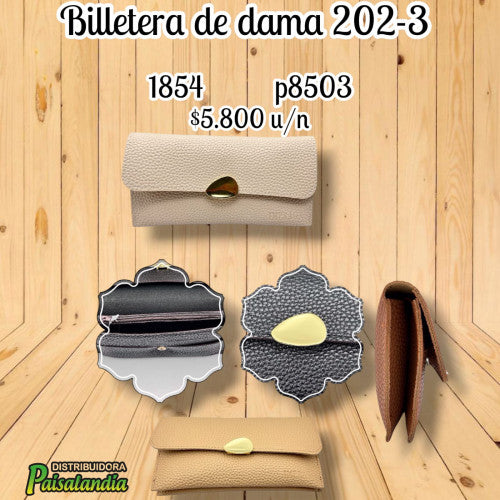 Billetera de dama colores surtidas 202-3 (UND)