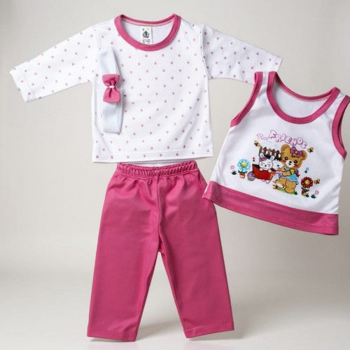 conjunto tool 3 piezas niña blusita 3/4 estampado 255 (UND)